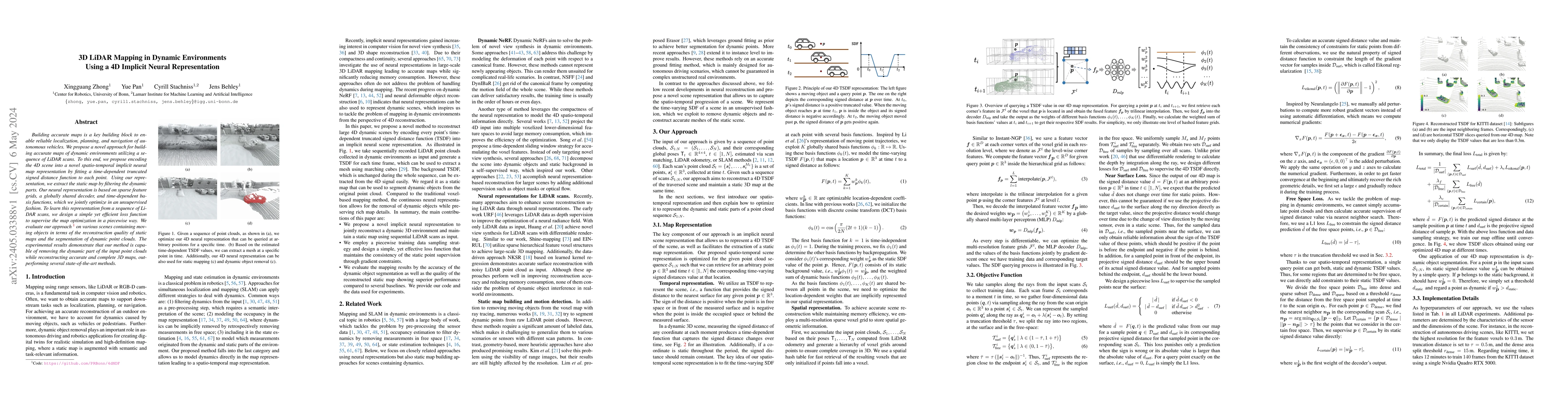Thumbnail for 3D LiDAR Mapping in Dynamic Environments Using a 4D Implicit Neural
  Representation