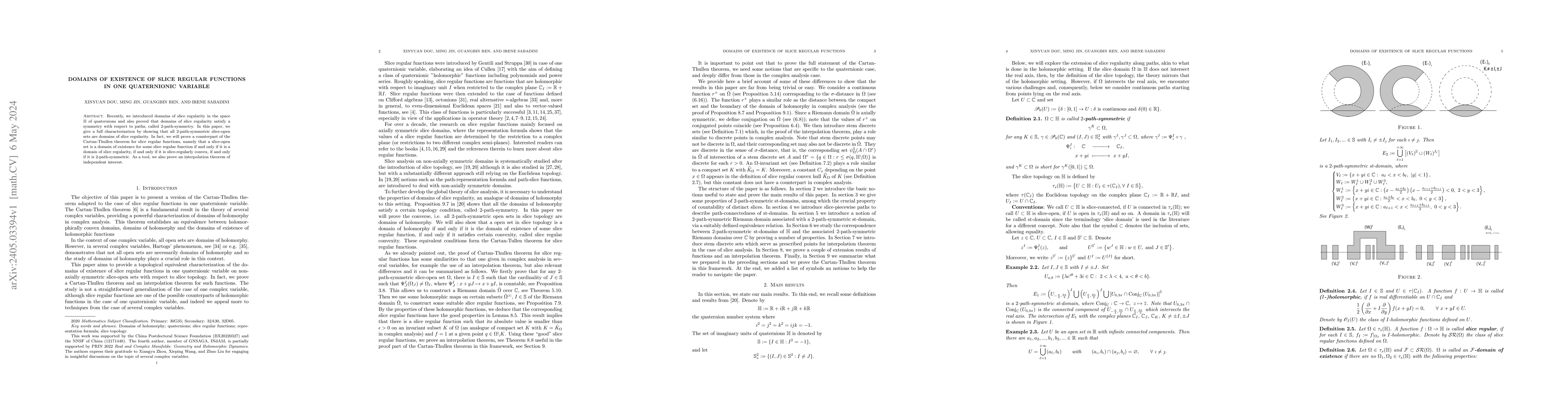 Thumbnail for Domains of existence of slice regular functions in one quaternionic
  variable