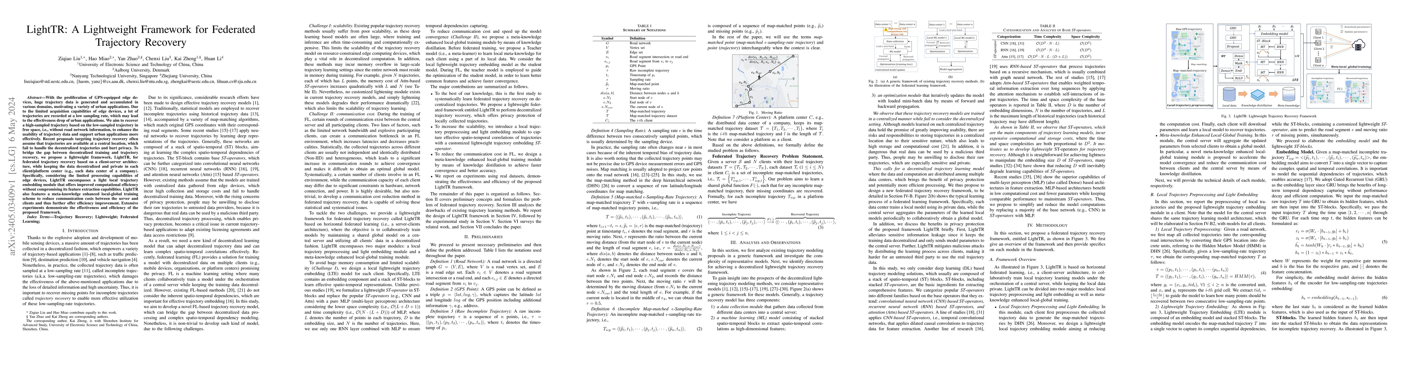 Thumbnail for LightTR: A Lightweight Framework for Federated Trajectory Recovery