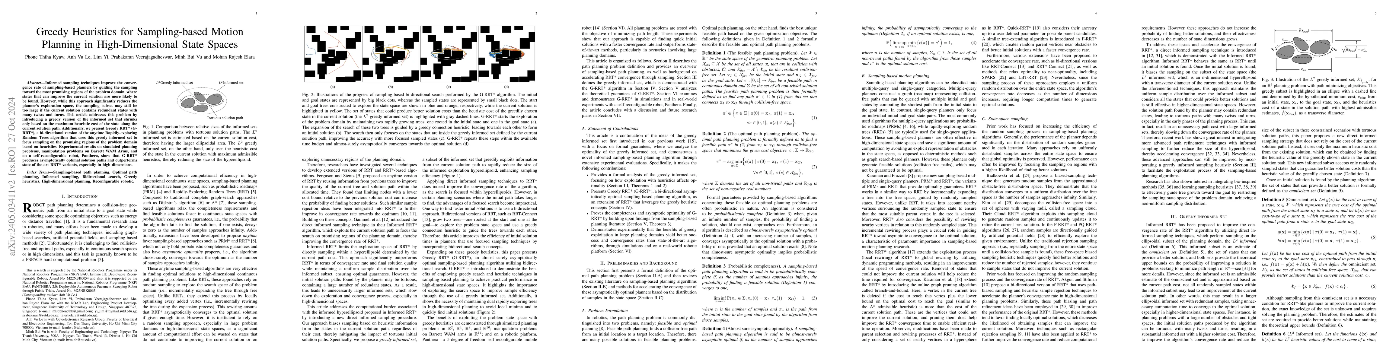 Thumbnail for Greedy Heuristics for Sampling-based Motion Planning in High-Dimensional
  State Spaces