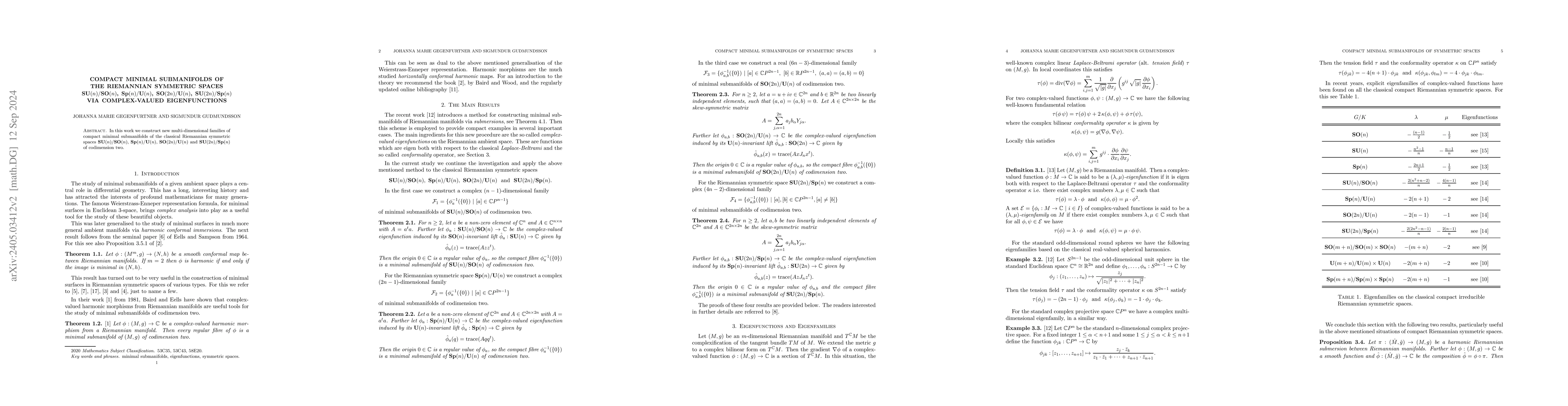 Thumbnail for Compact minimal submanifolds of the Riemannian symmetric spaces
  $SU(n)/SO(n)$, $Sp(n)/U(n)$, $SO(2n)/U(n)$, $SU(2n)/Sp(n)$ via complex-valued
  eigenfunctions