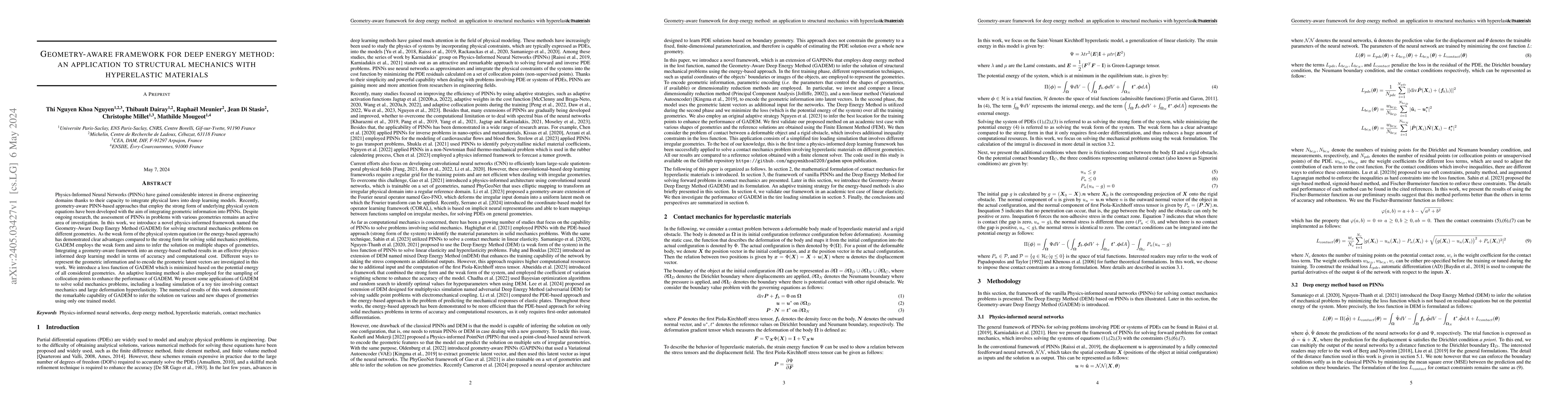 Thumbnail for Geometry-aware framework for deep energy method: an application to
  structural mechanics with hyperelastic materials