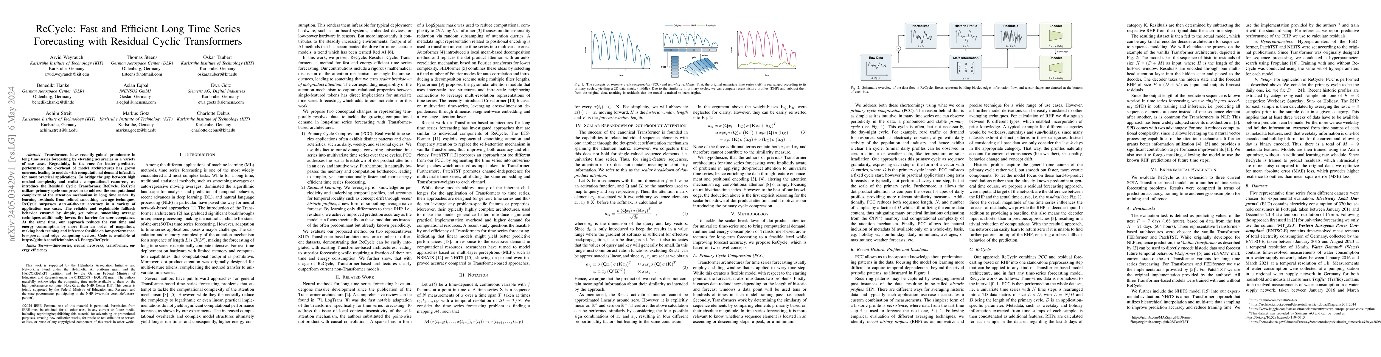Thumbnail for ReCycle: Fast and Efficient Long Time Series Forecasting with Residual
  Cyclic Transformers