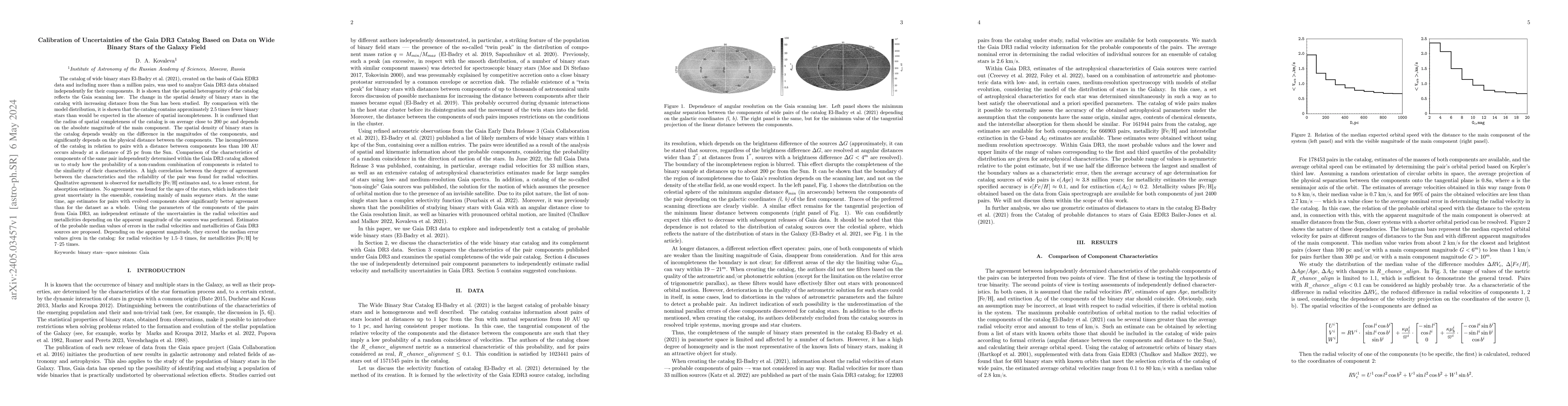 Thumbnail for Calibration of Uncertainties of the Gaia DR3 Catalog Based on Data on
  Wide Binary Stars of the Galaxy Field