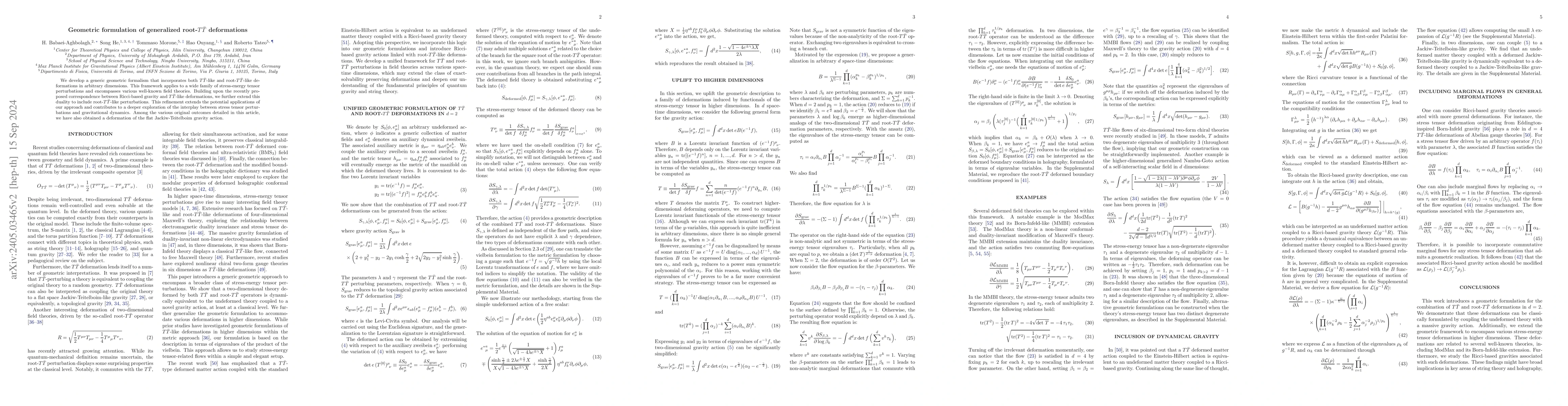 Thumbnail for Geometric formulation of generalized root-$T\bar{T}$ deformations