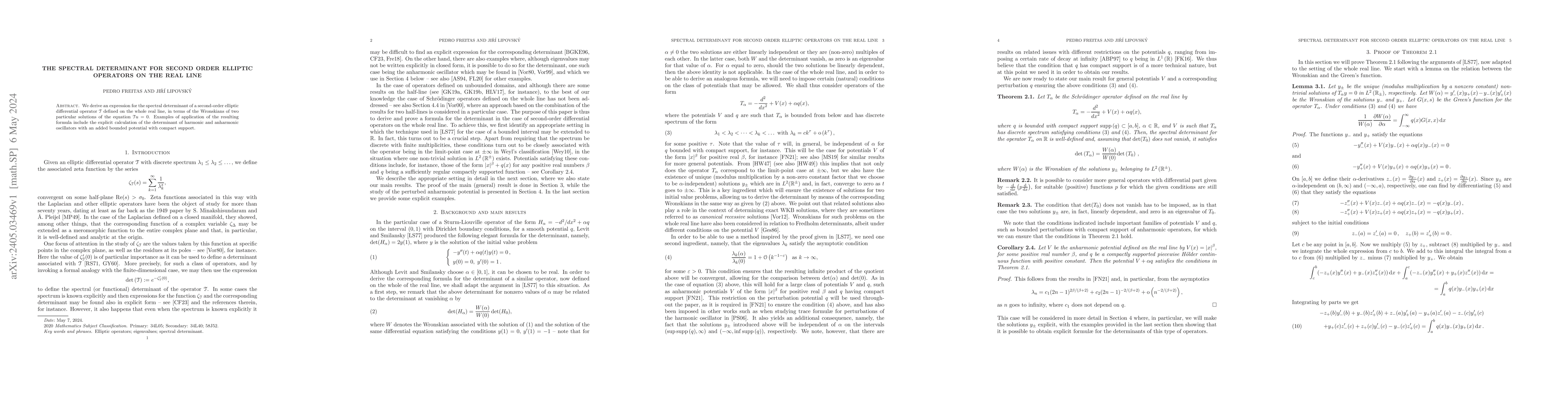 Thumbnail for The spectral determinant for second order elliptic operators on the real
  line