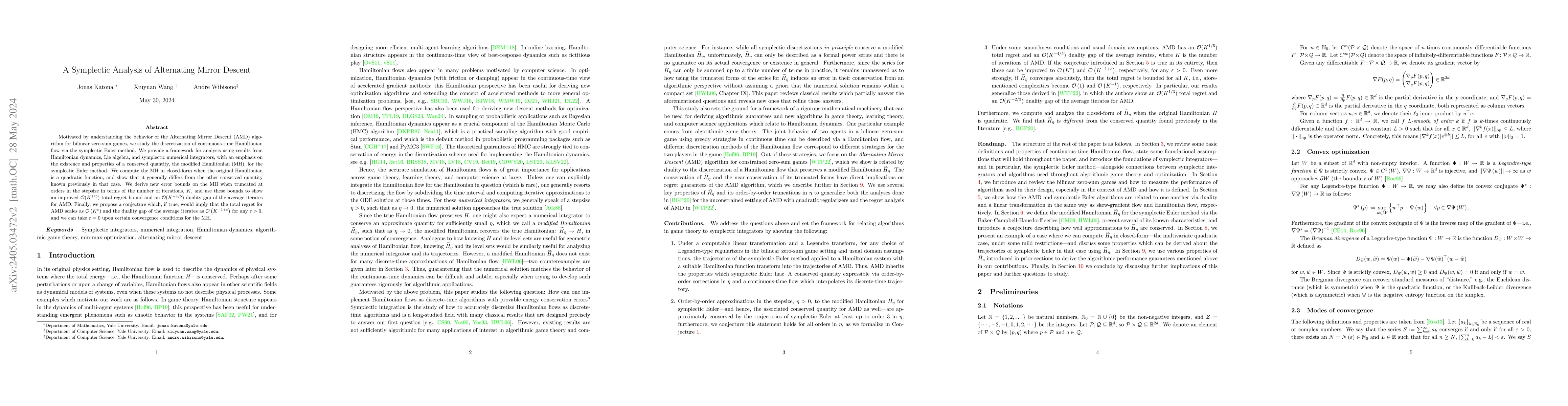 Thumbnail for A Symplectic Analysis of Alternating Mirror Descent