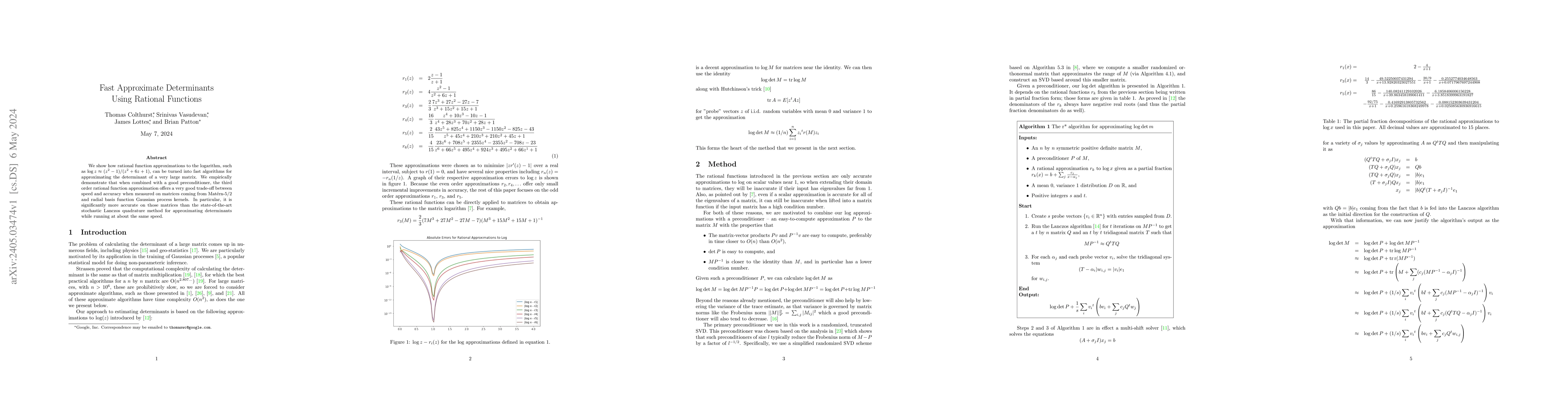Thumbnail for Fast Approximate Determinants Using Rational Functions