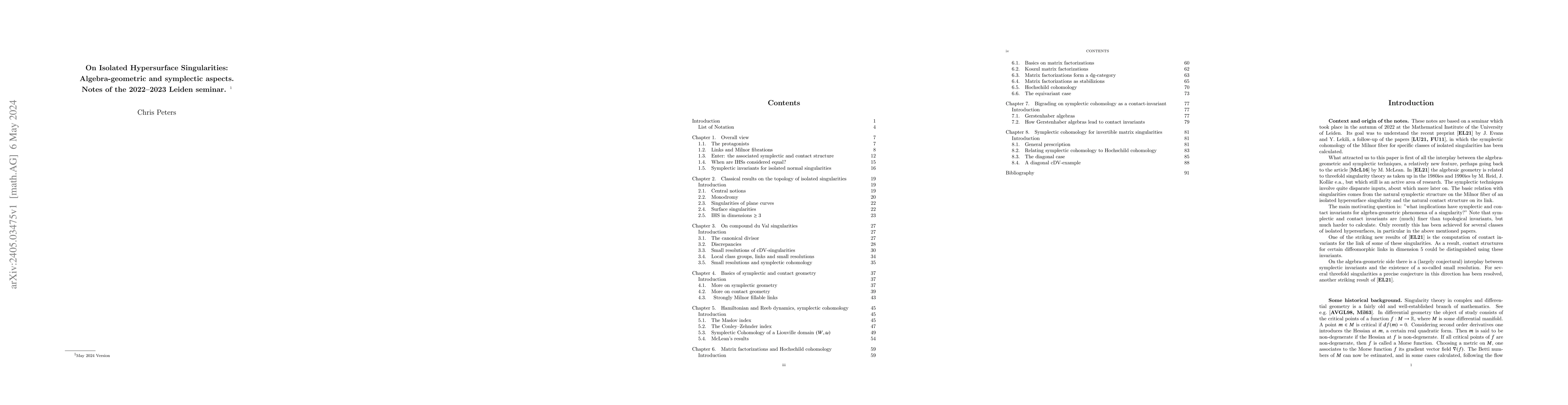 Thumbnail for On isolated hypersurface singularities: algebra-geometric and symplectic
  aspects