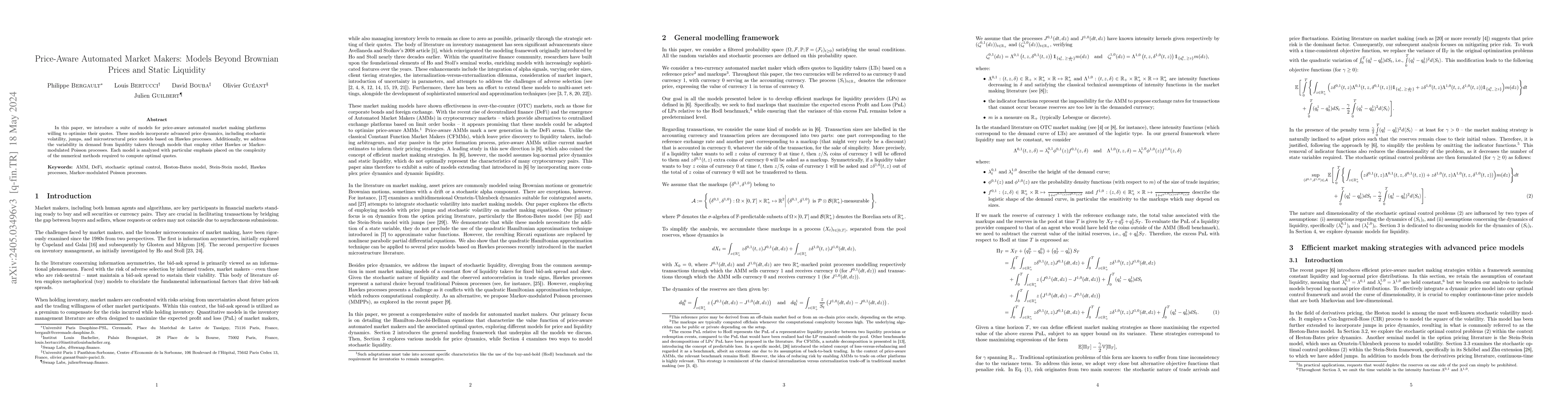 Thumbnail for Price-Aware Automated Market Makers: Models Beyond Brownian Prices and
  Static Liquidity