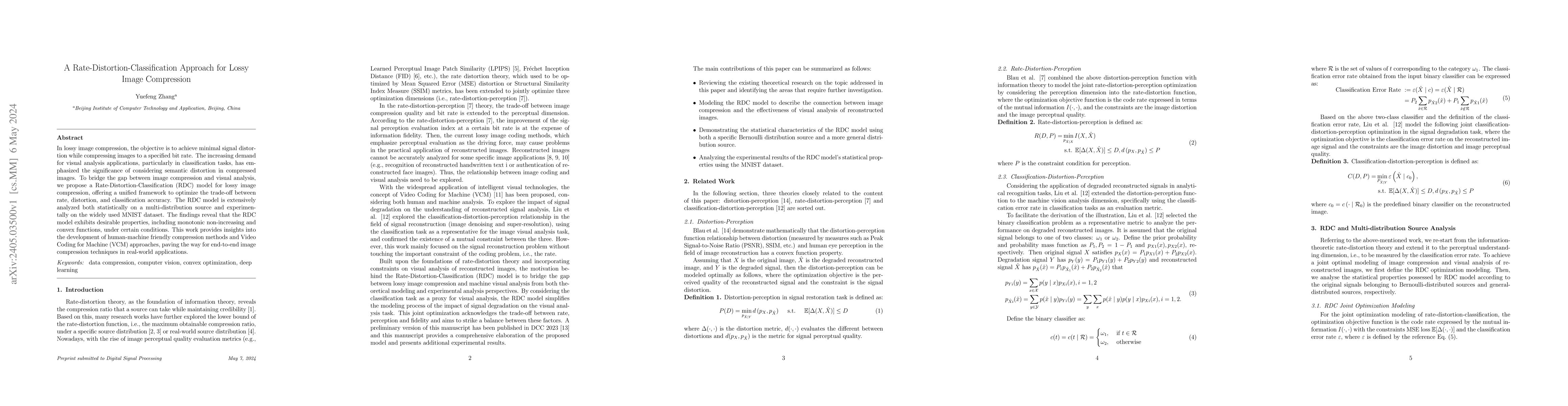 Thumbnail for A Rate-Distortion-Classification Approach for Lossy Image Compression