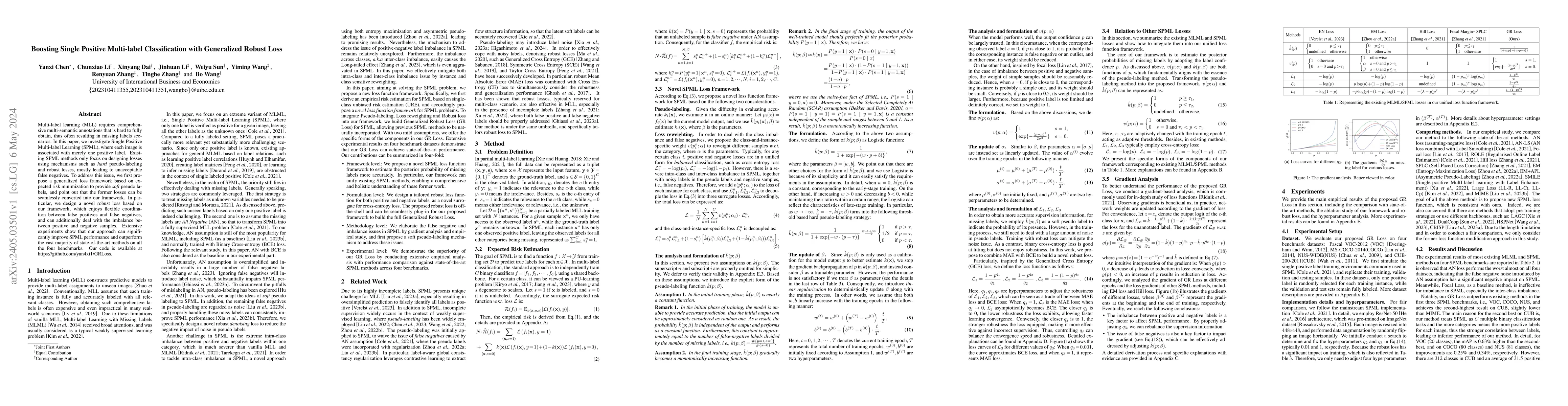 Thumbnail for Boosting Single Positive Multi-label Classification with Generalized
  Robust Loss