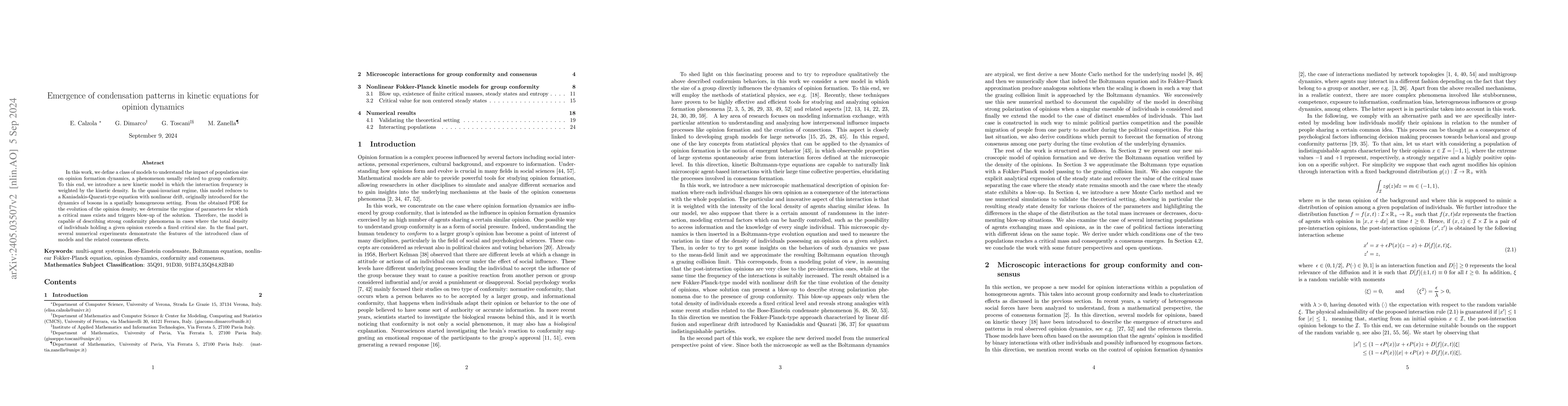Thumbnail for Emergence of condensation patterns in kinetic equations for opinion
  dynamics