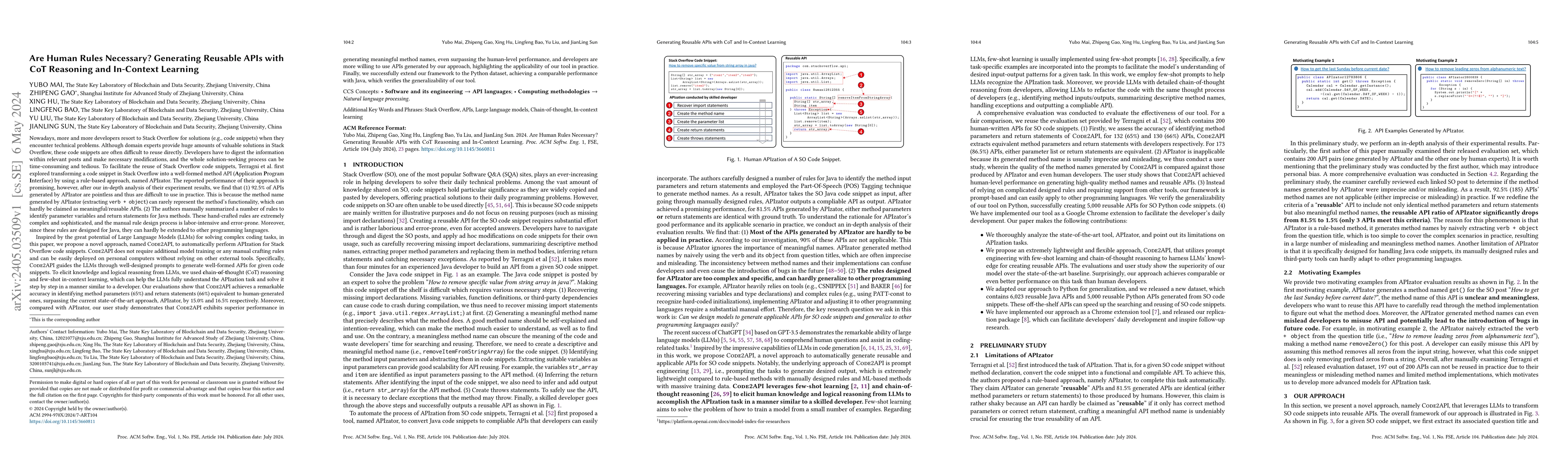 Thumbnail for Are Human Rules Necessary? Generating Reusable APIs with CoT Reasoning
  and In-Context Learning