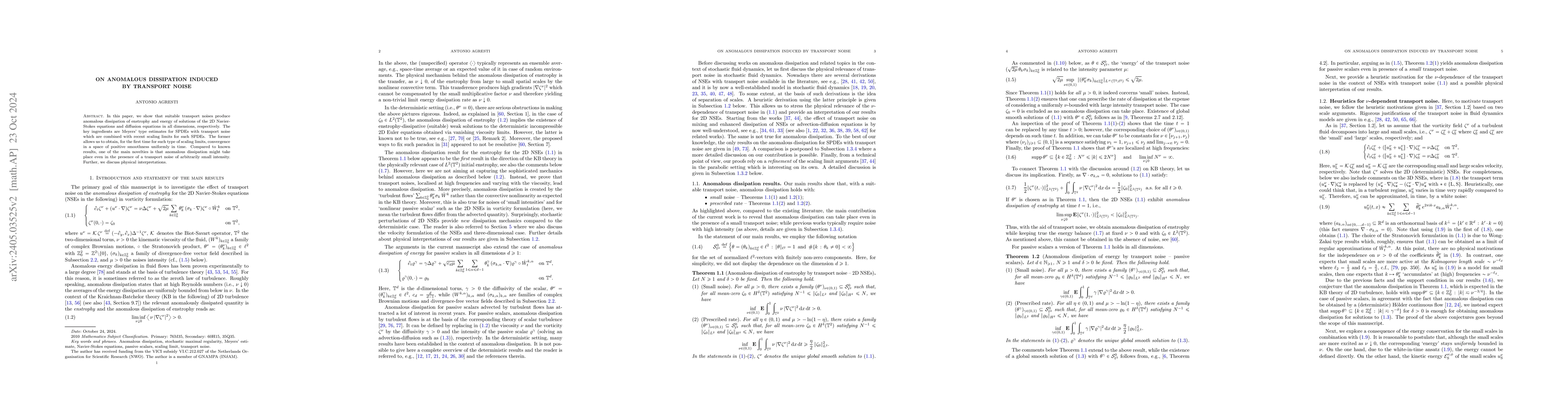 Thumbnail for On anomalous dissipation induced by transport noise