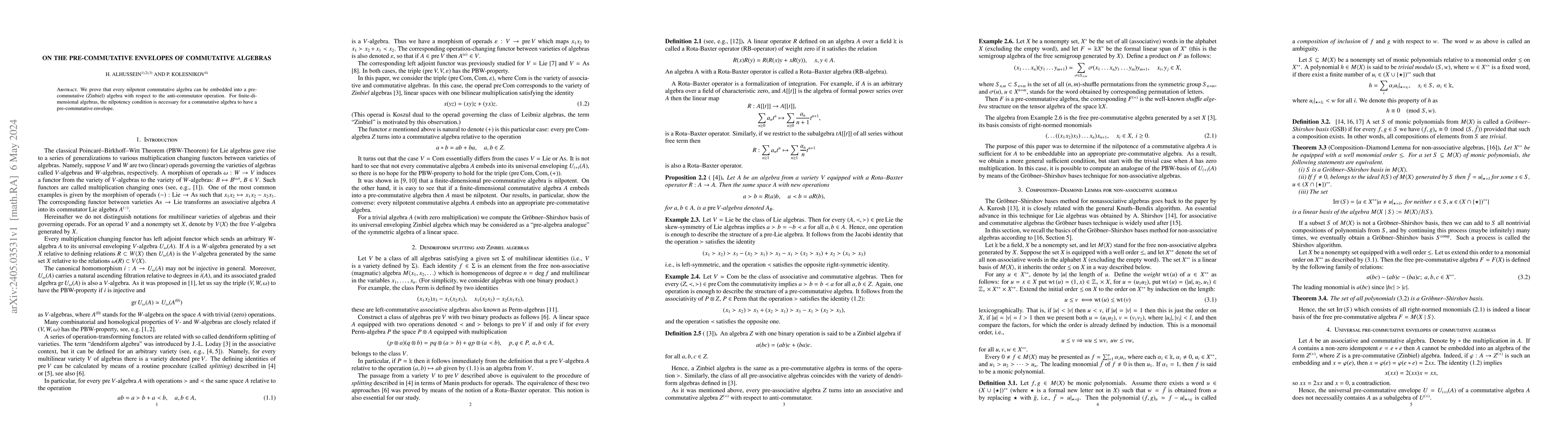 Thumbnail for On the pre-commutative envelopes of commutative algebras