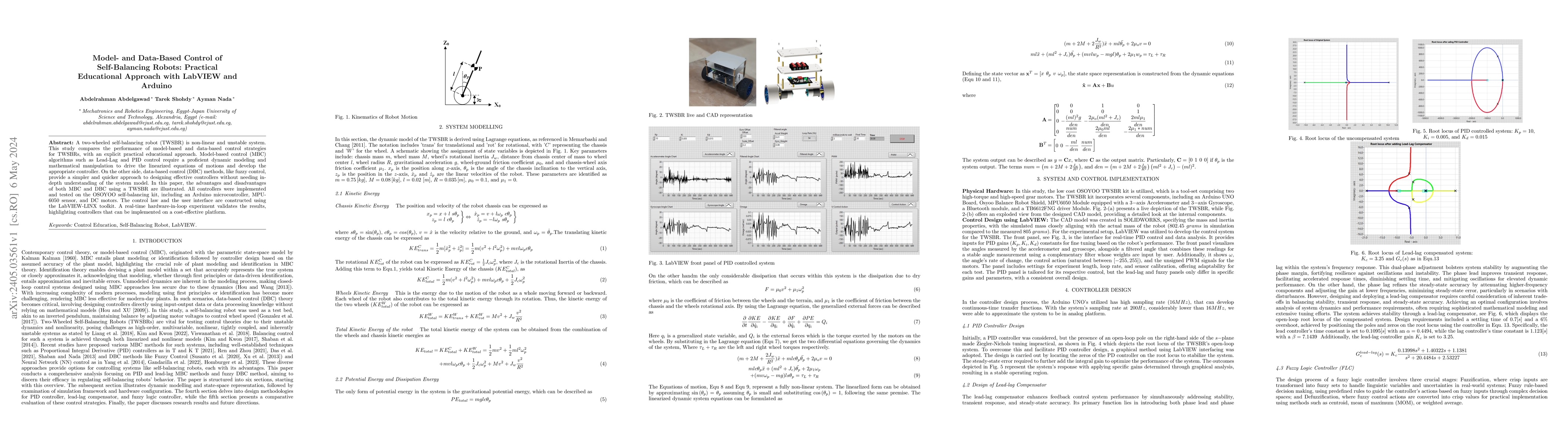 Thumbnail for Model- and Data-Based Control of Self-Balancing Robots: Practical
  Educational Approach with LabVIEW and Arduino
