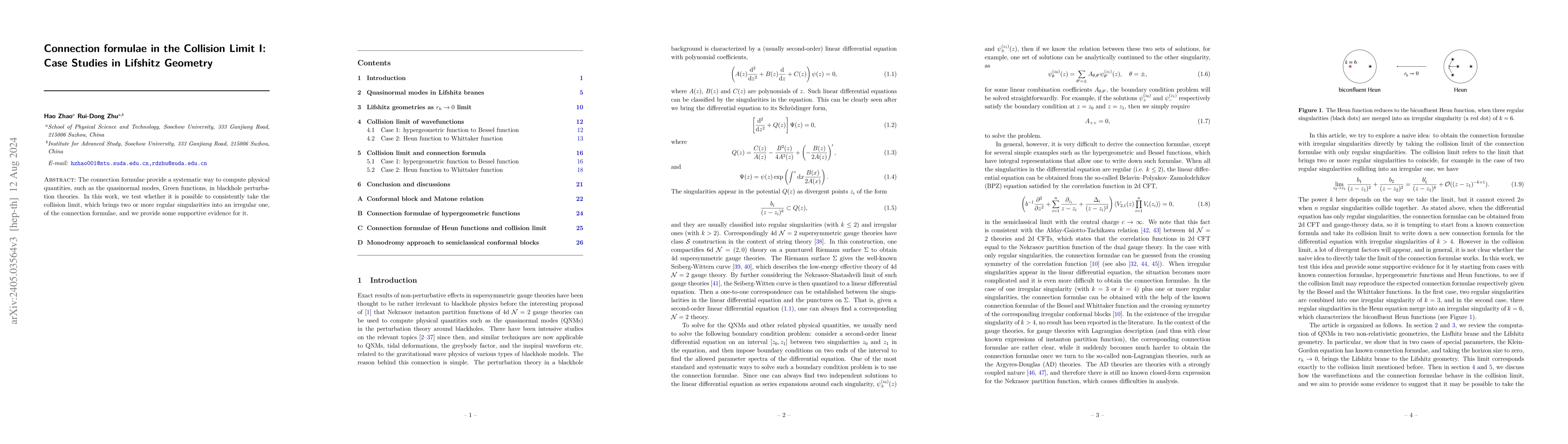 Thumbnail for Connection formulae in the Collision Limit I: Case Studies in Lifshitz
  Geometry