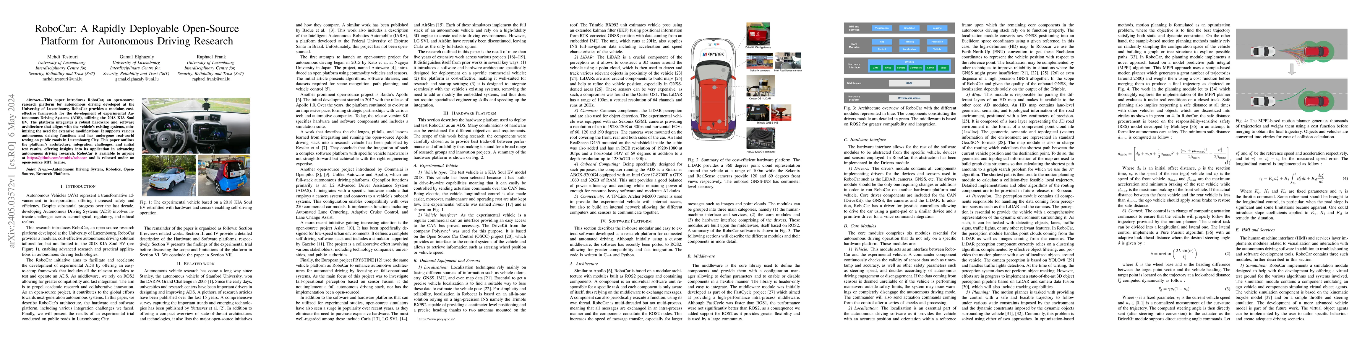 Thumbnail for RoboCar: A Rapidly Deployable Open-Source Platform for Autonomous
  Driving Research