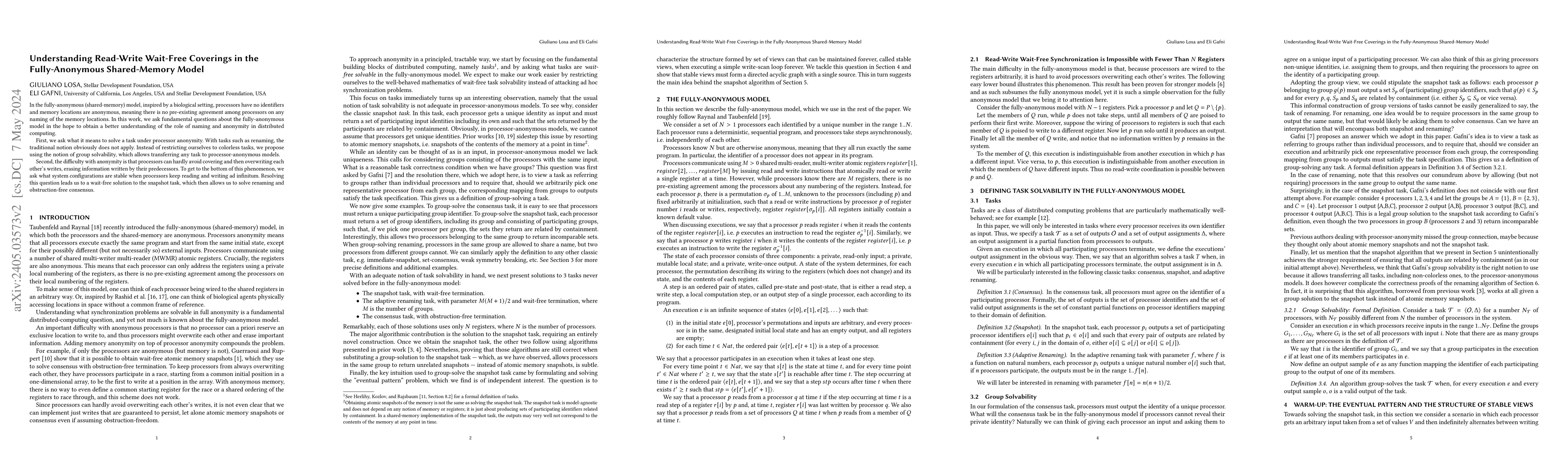 Thumbnail for Understanding Read-Write Wait-Free Coverings in the Fully-Anonymous
  Shared-Memory Model