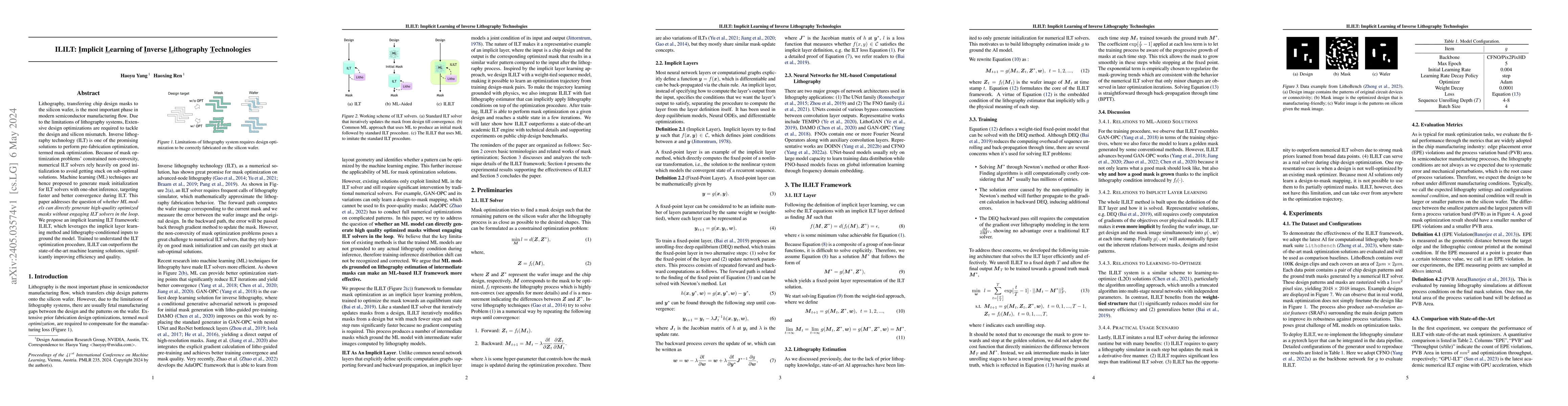 Thumbnail for ILILT: Implicit Learning of Inverse Lithography Technologies