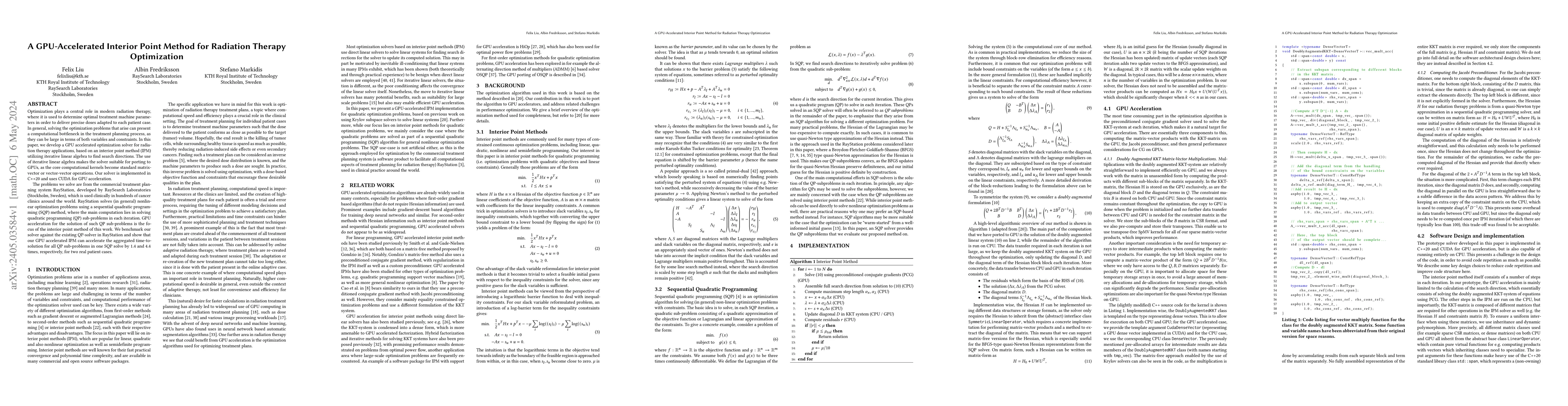 Thumbnail for A GPU-Accelerated Interior Point Method for Radiation Therapy
  Optimization