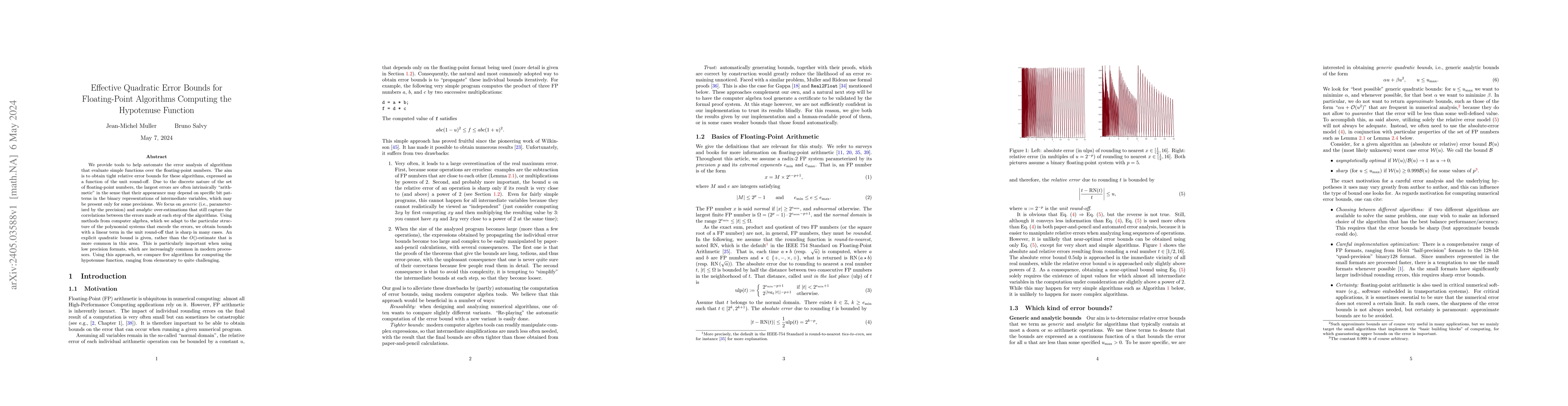 Thumbnail for Effective Quadratic Error Bounds for Floating-Point Algorithms Computing
  the Hypotenuse Function