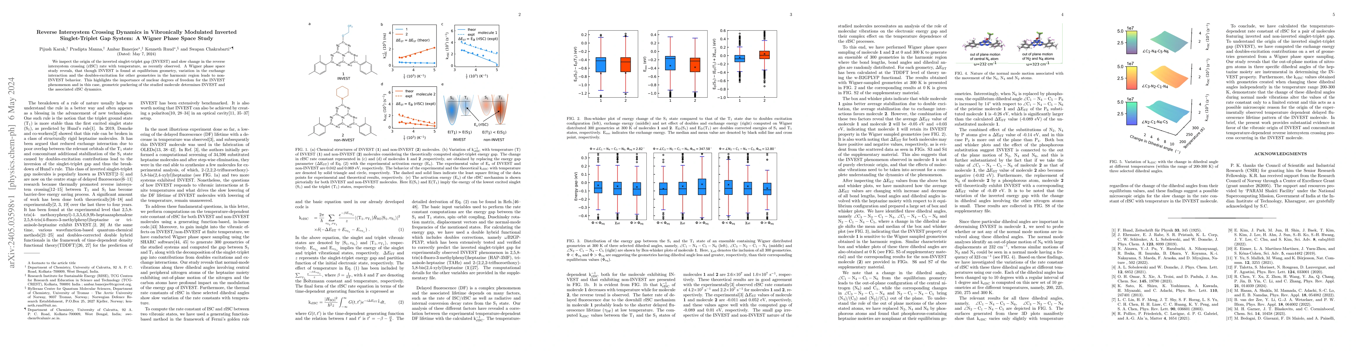 Thumbnail for Reverse Intersystem Crossing Dynamics in Vibronically Modulated Inverted
  Singlet-Triplet Gap System: A Wigner Phase Space Study