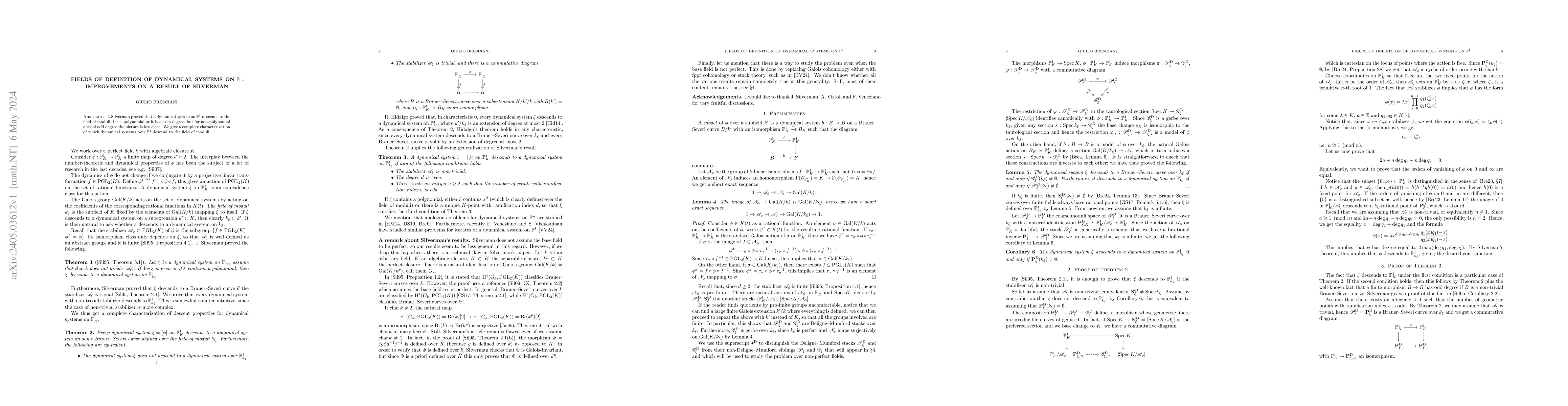 Thumbnail for Fields of definition of dynamical systems on $\mathbb{P}^{1}$.
  Improvements on a result of Silverman