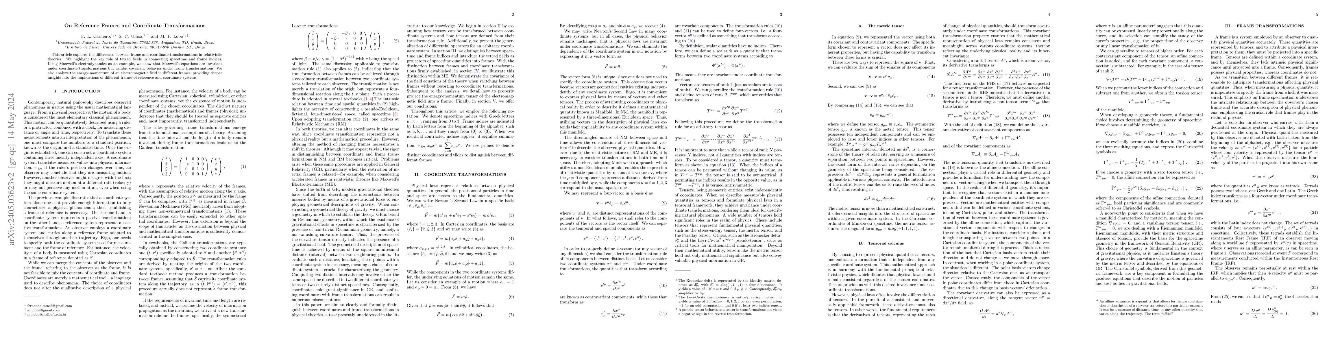 Thumbnail for On Reference Frames and Coordinate Transformations