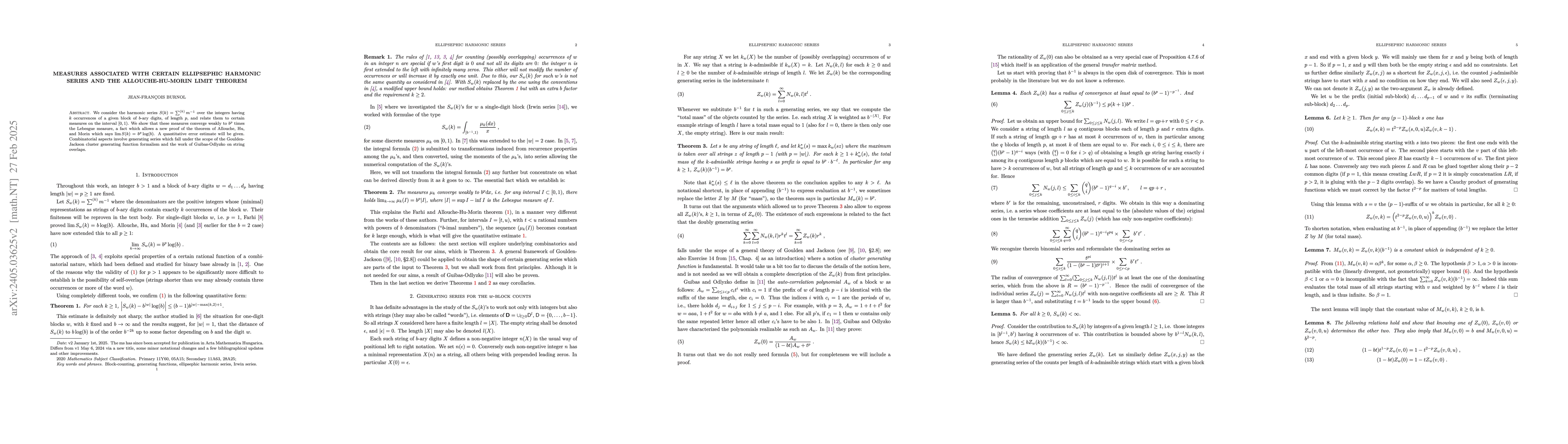 Thumbnail for From counting blocks to the Lebesgue measure, with an application to the
  Allouche-Hu-Morin limit theorem on block-constrained harmonic series