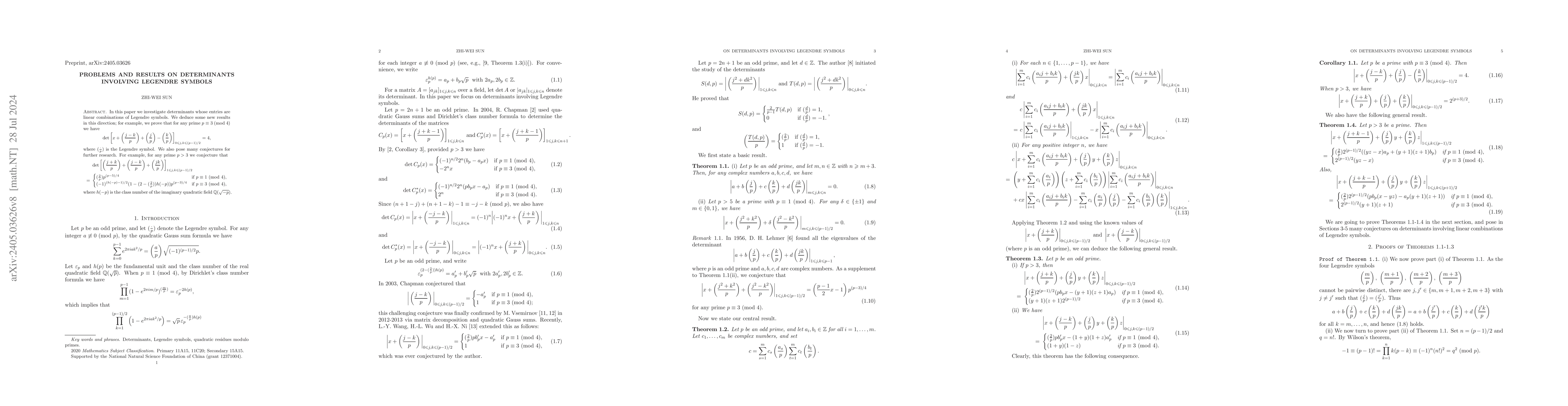 Thumbnail for Problems and results on determinants involving Legendre symbols