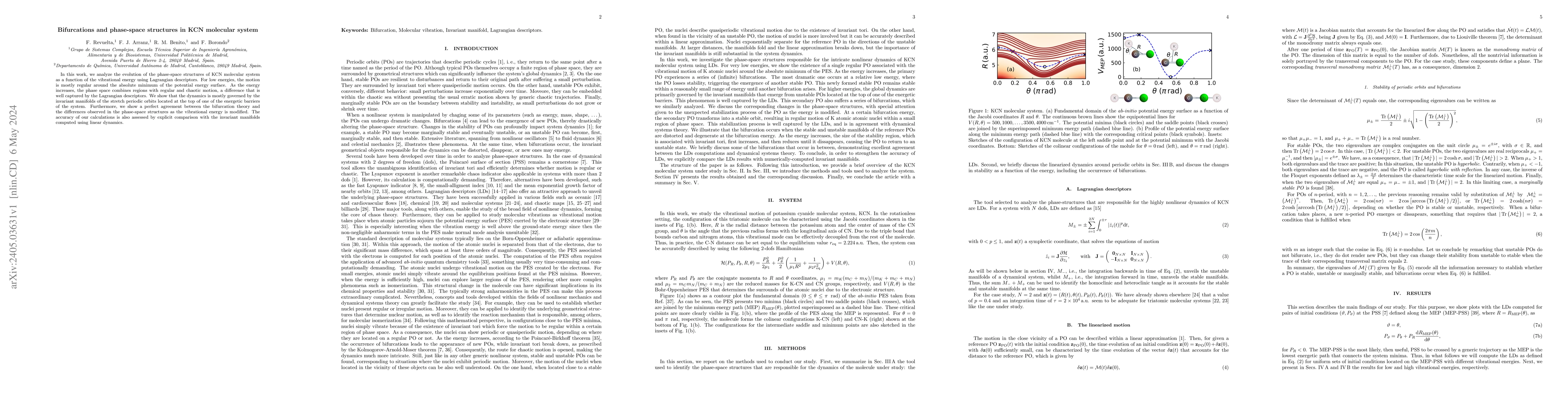 Thumbnail for Bifurcations and phase-space structures in KCN molecular system