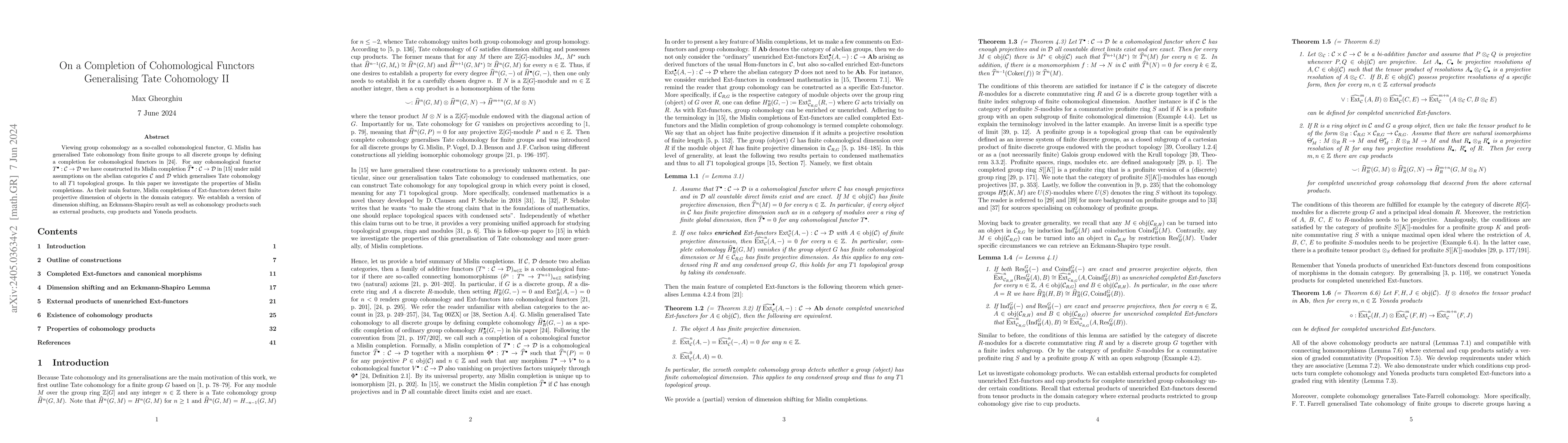 Thumbnail for On a Completion of Cohomological Functors Generalising Tate Cohomology
  II