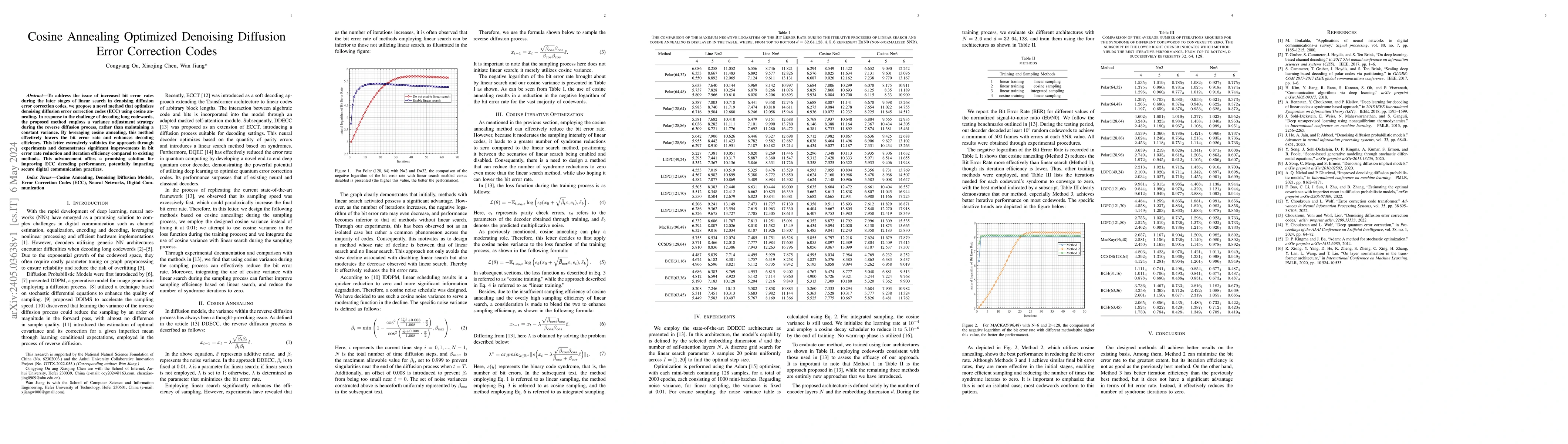 Thumbnail for Cosine Annealing Optimized Denoising Diffusion Error Correction Codes
