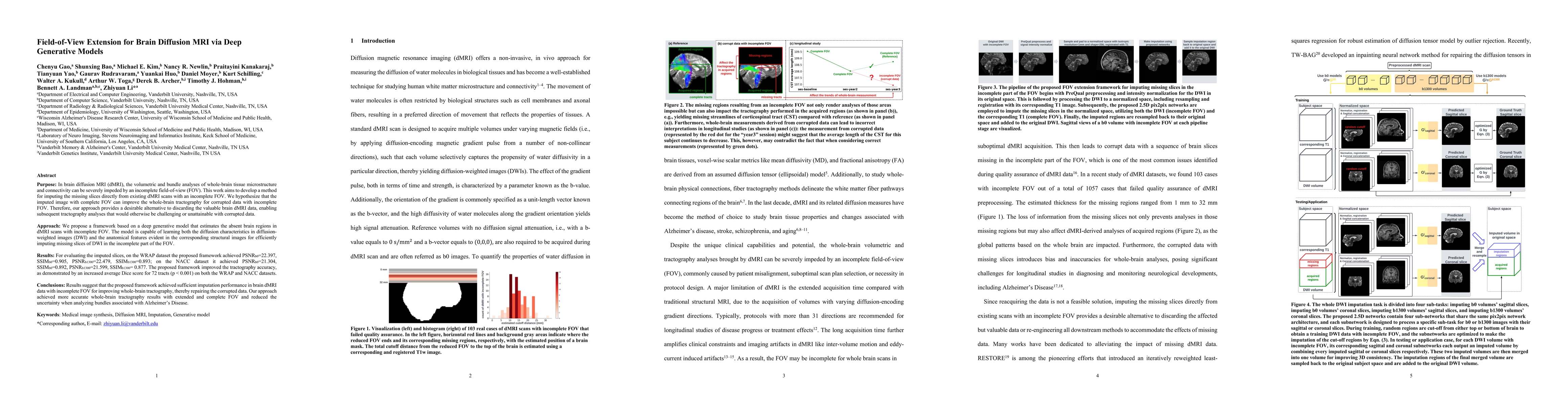 Thumbnail for Field-of-View Extension for Diffusion MRI via Deep Generative Models