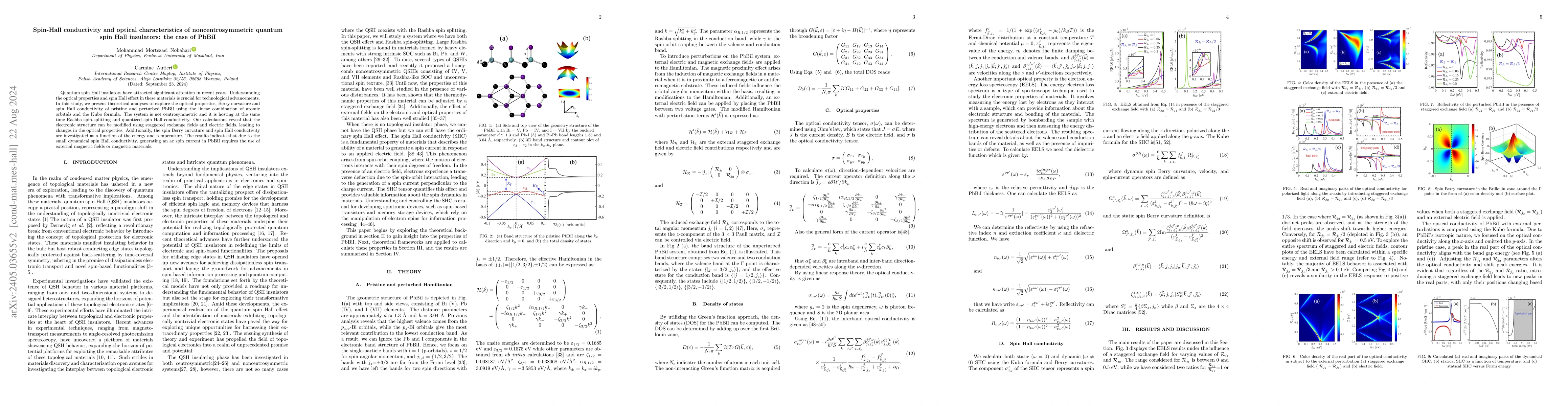 Thumbnail for Spin-Hall conductivity and optical characteristics of noncentrosymmetric
  quantum spin Hall insulators: the case of PbBiI