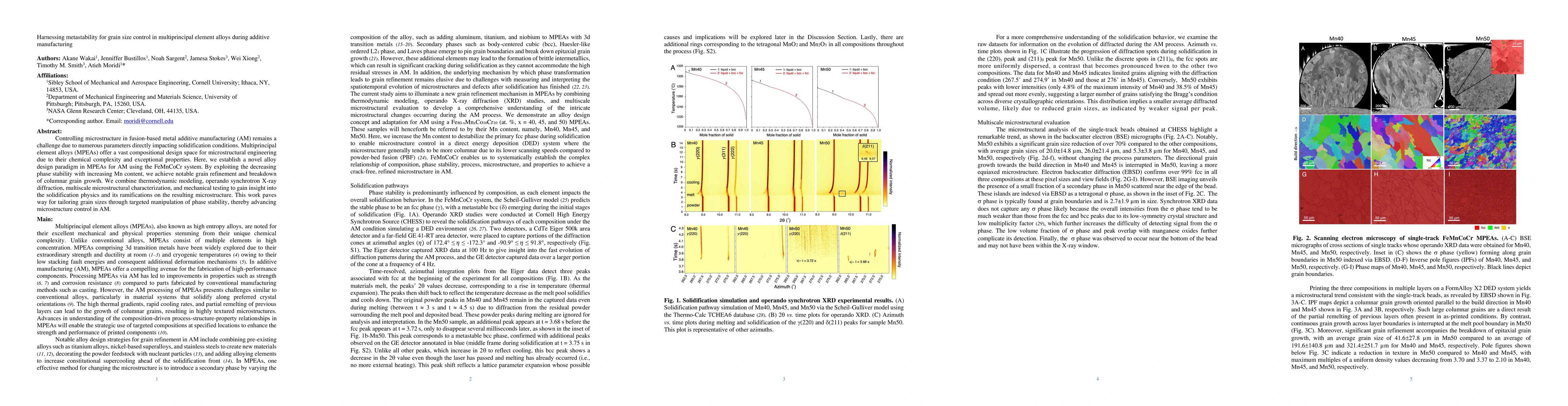 Thumbnail for Harnessing metastability for grain size control in multiprincipal
  element alloys during additive manufacturing
