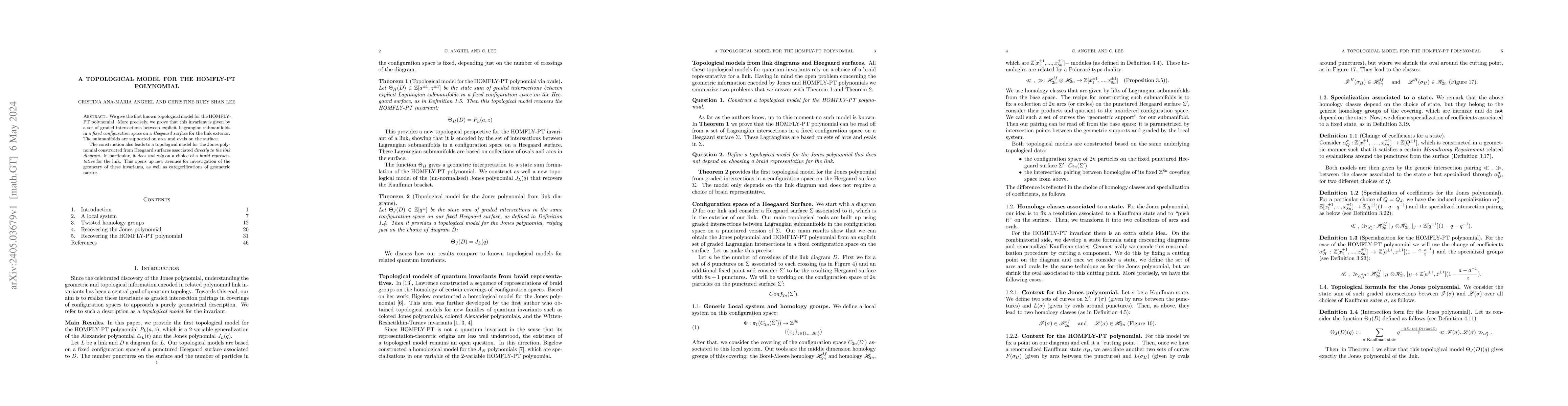 Thumbnail for A topological model for the HOMFLY-PT polynomial