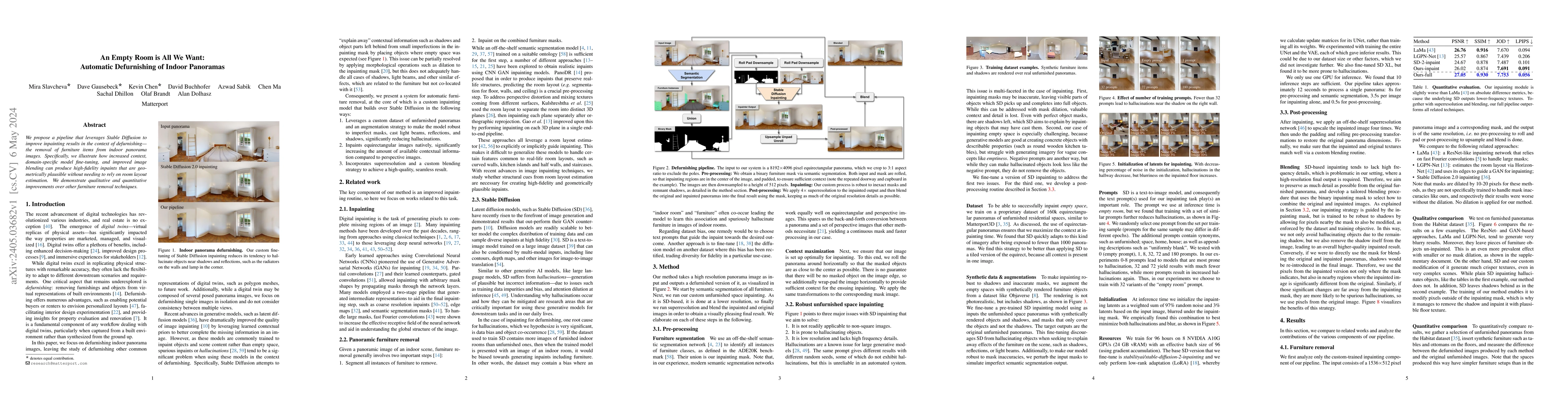 Thumbnail for An Empty Room is All We Want: Automatic Defurnishing of Indoor Panoramas