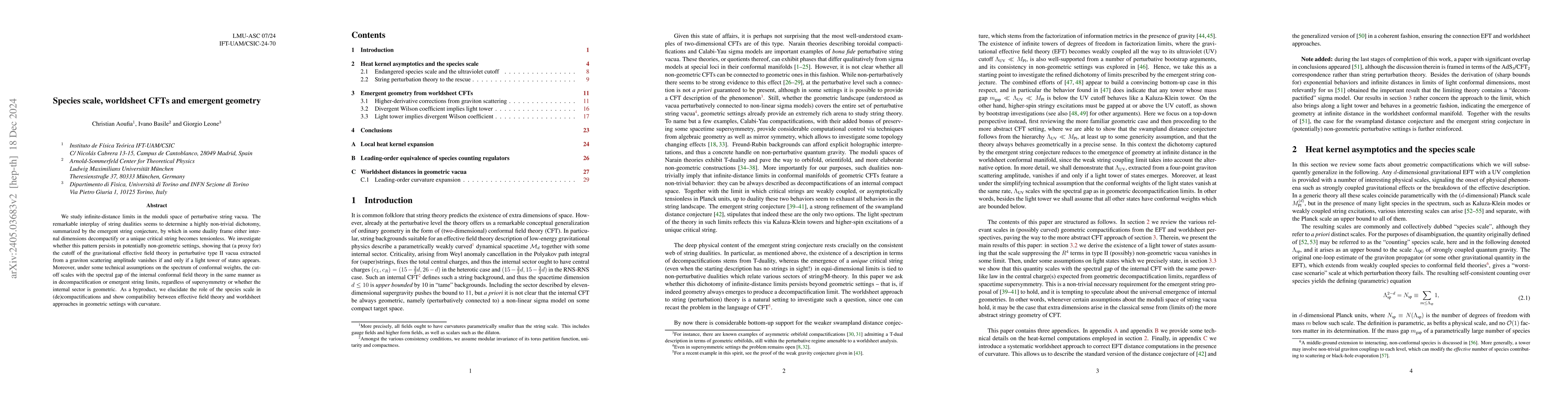 Thumbnail for Species scale, worldsheet CFTs and emergent geometry