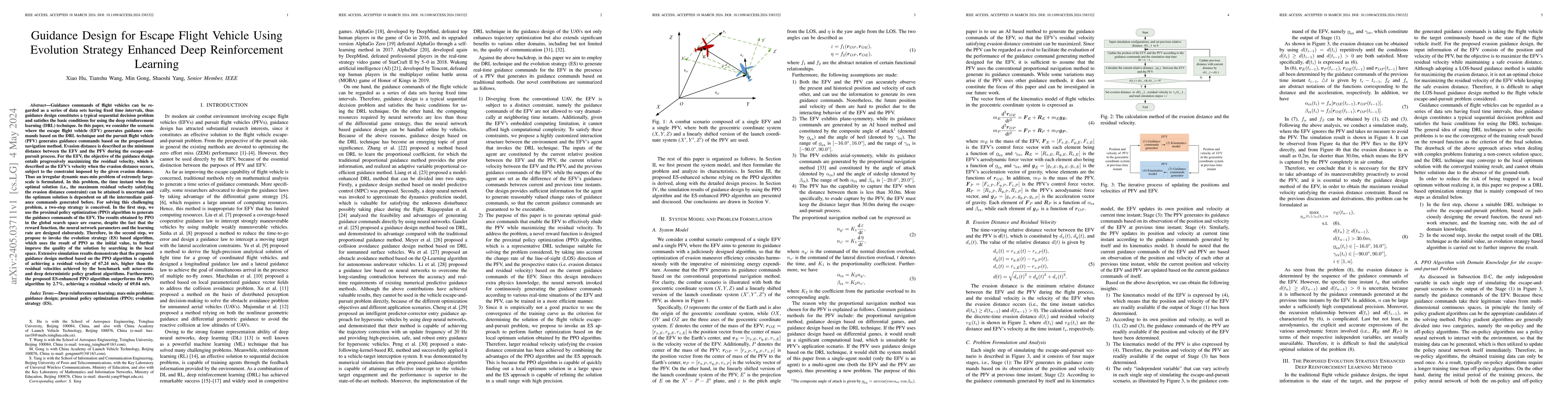 Thumbnail for Guidance Design for Escape Flight Vehicle Using Evolution Strategy
  Enhanced Deep Reinforcement Learning