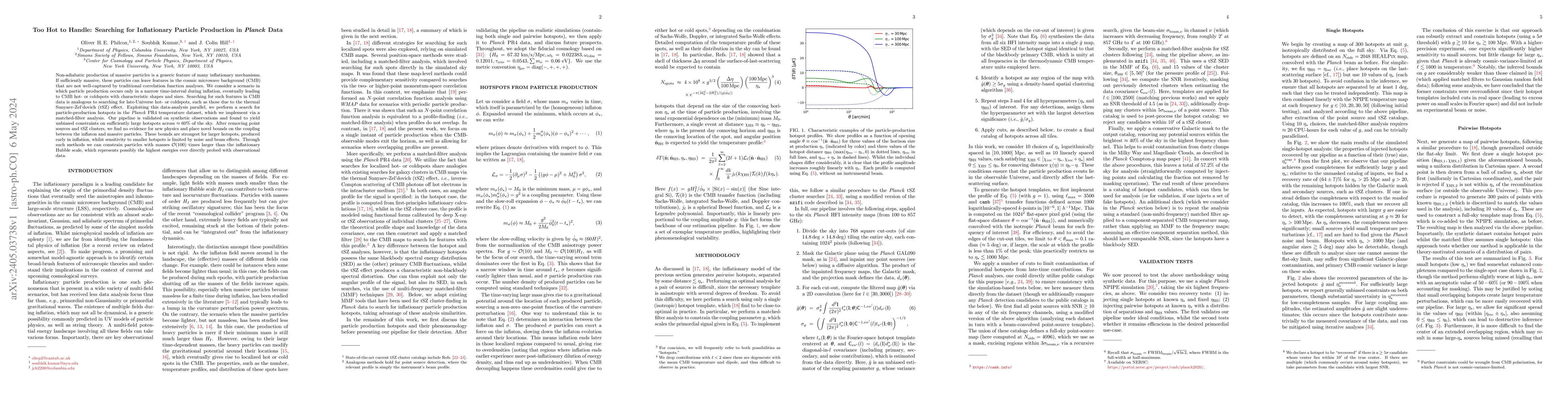 Thumbnail for Too Hot to Handle: Searching for Inflationary Particle Production in
  Planck Data