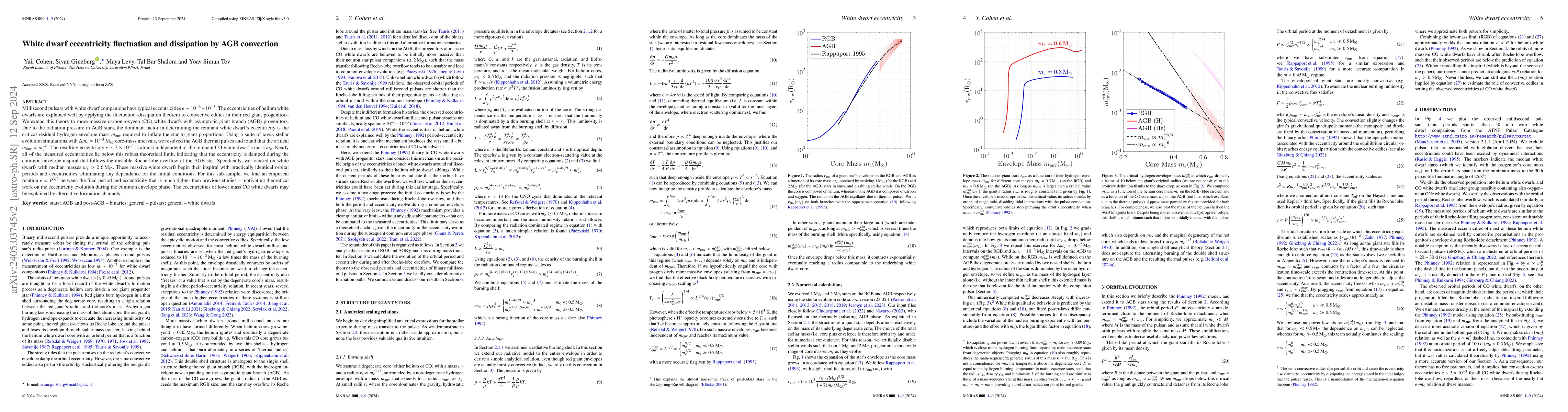 Thumbnail for White dwarf eccentricity fluctuation and dissipation by AGB convection
