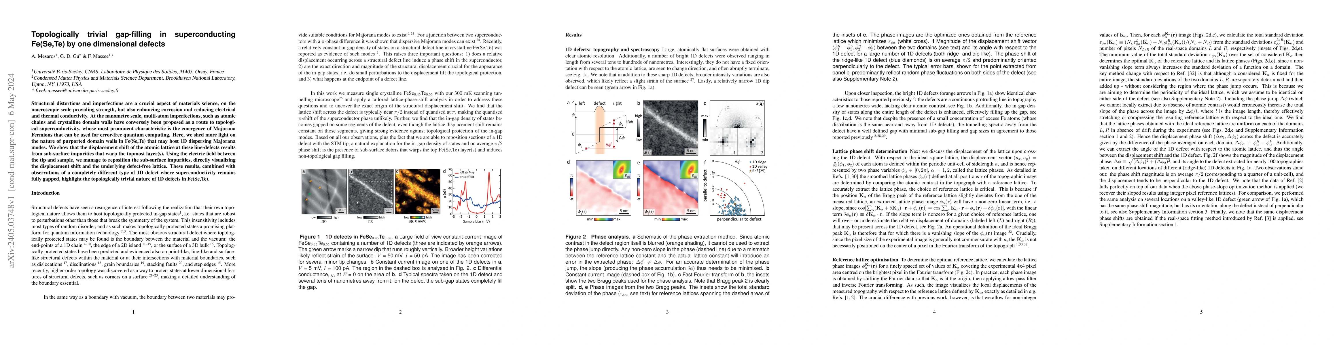 Thumbnail for Topologically trivial gap-filling in superconducting Fe(Se,Te) by one
  dimensional defects