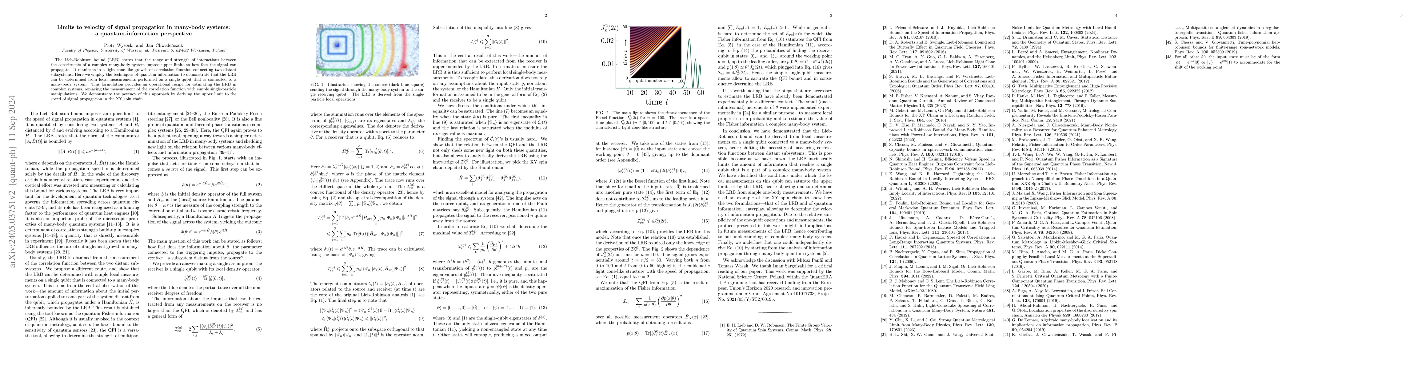 Thumbnail for Limits to velocity of signal propagation in many-body systems: a
  quantum-information perspective