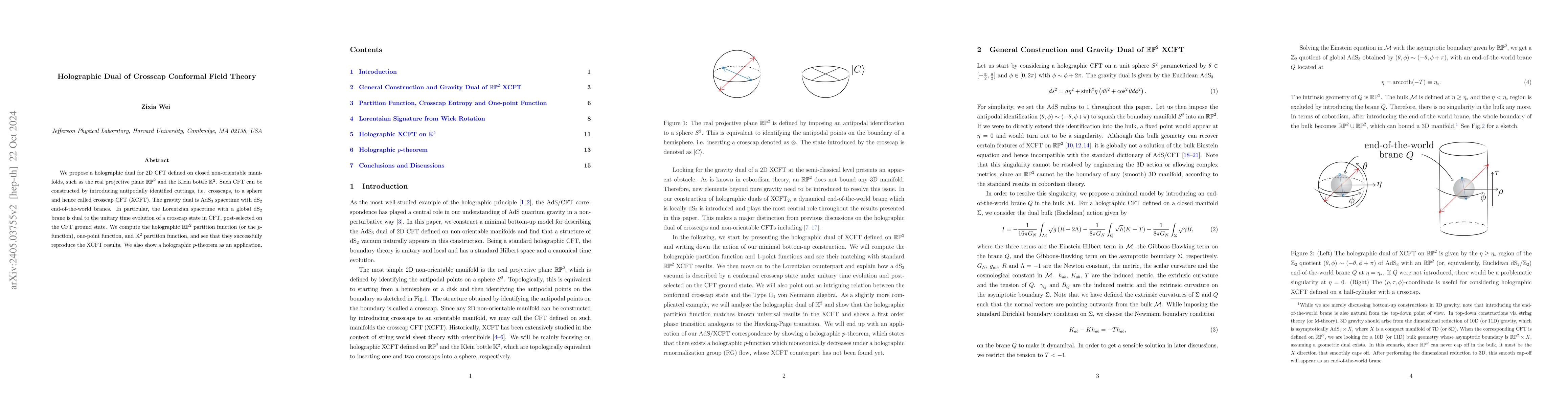 Thumbnail for Holographic Dual of Crosscap Conformal Field Theory