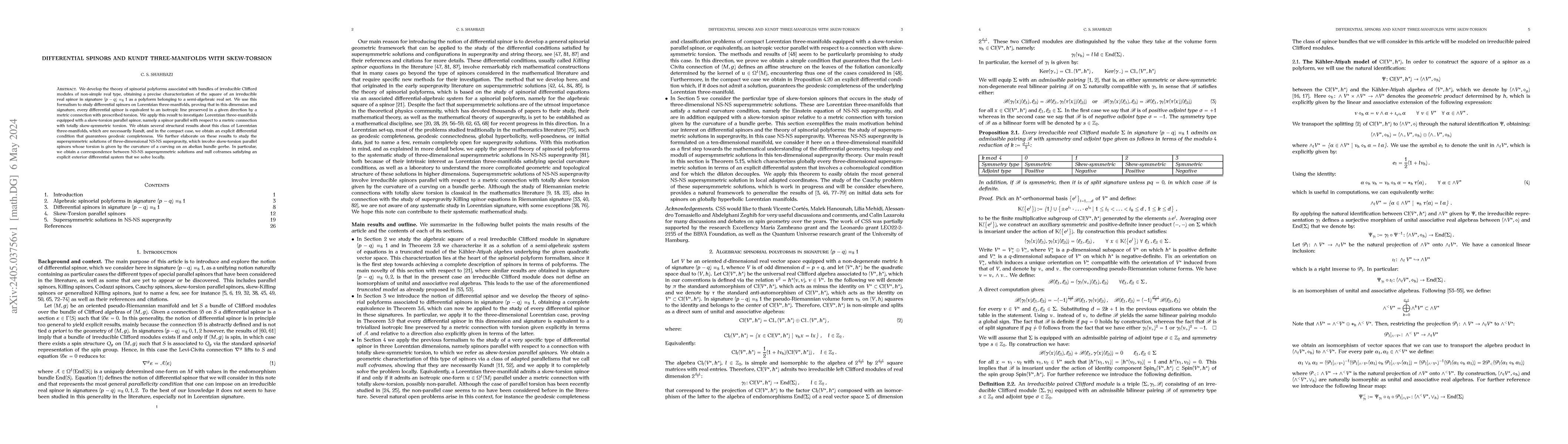 Thumbnail for Differential spinors and Kundt three-manifolds with skew-torsion
