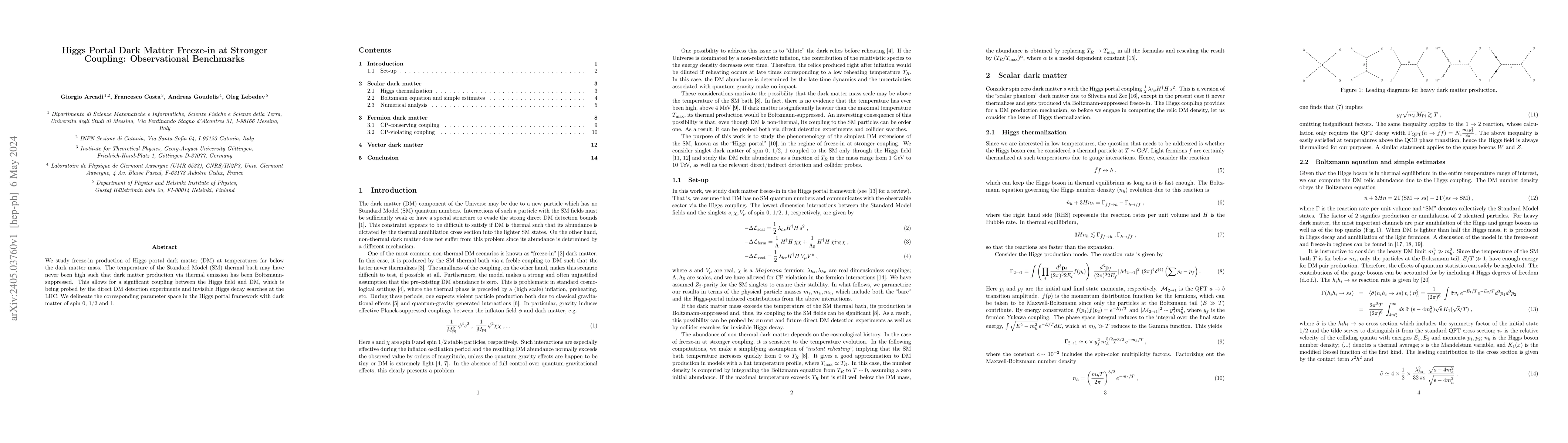 Thumbnail for Higgs Portal Dark Matter Freeze-in at Stronger Coupling: Observational
  Benchmarks