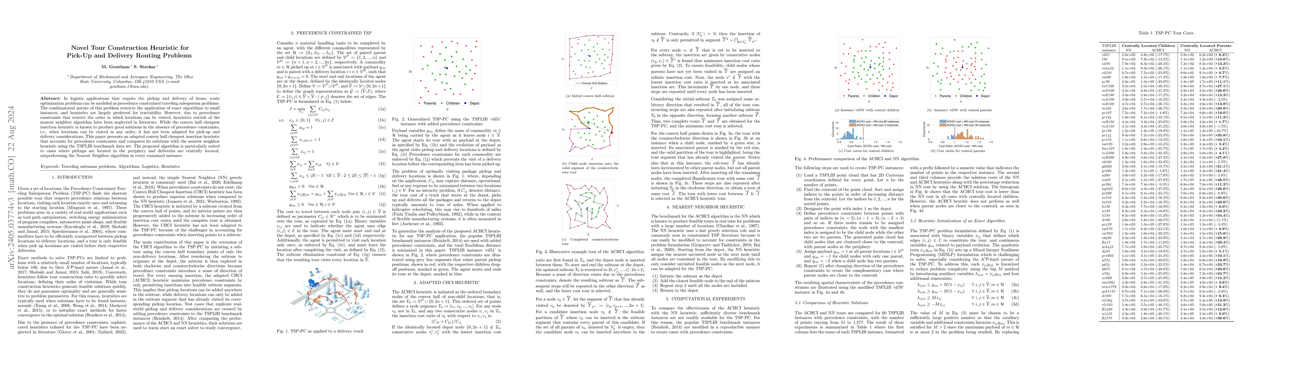 Thumbnail for Novel Tour Construction Heuristic for Pick-Up and Delivery Routing
  Problems
